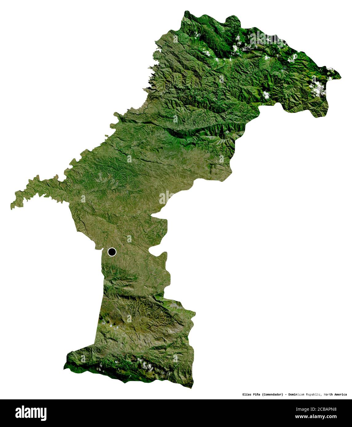 Shape of Elías Piña, province of Dominican Republic, with its capital ...