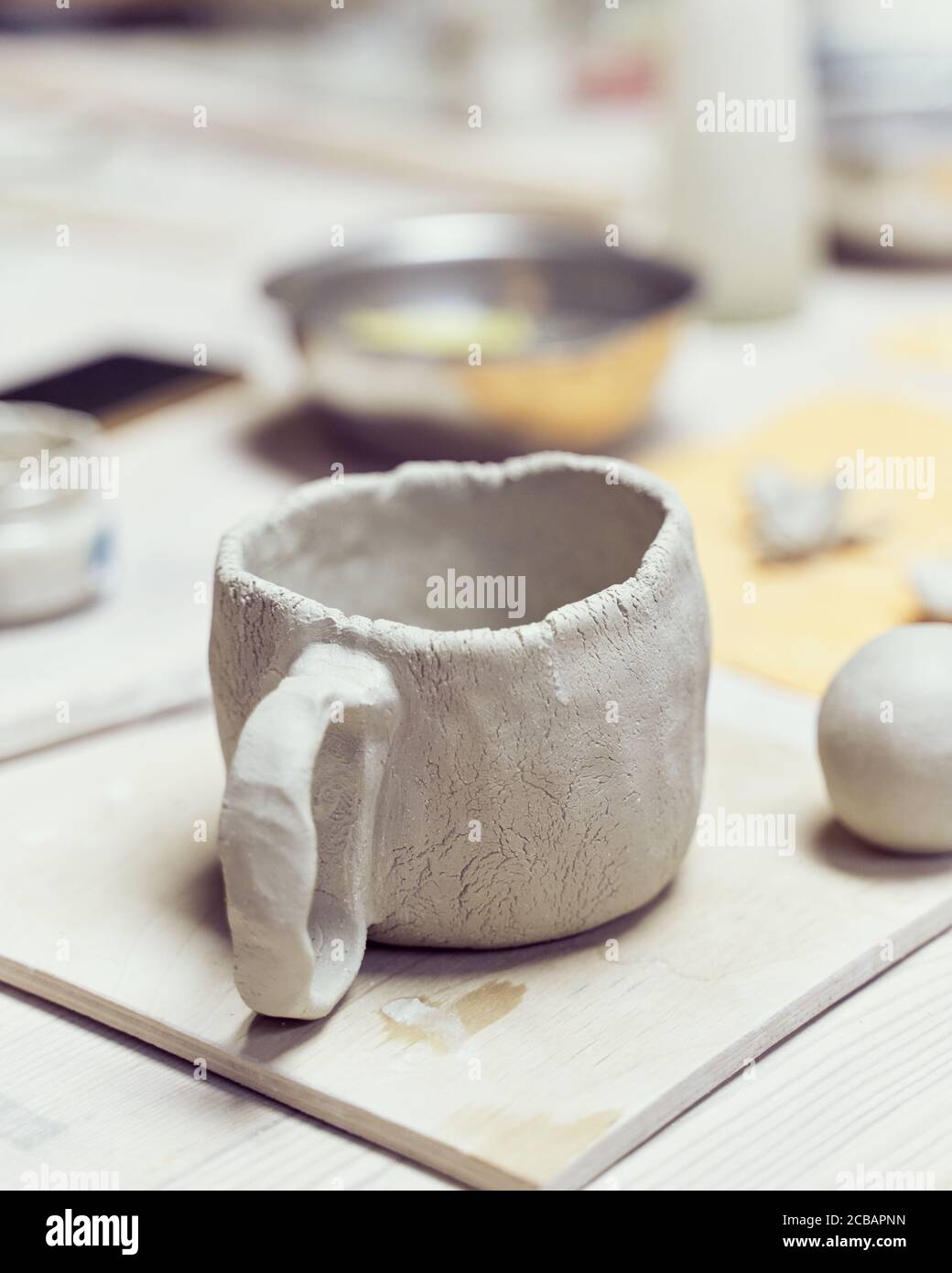 Manufacture of ceramic products, workpiece. Beautiful background with ...