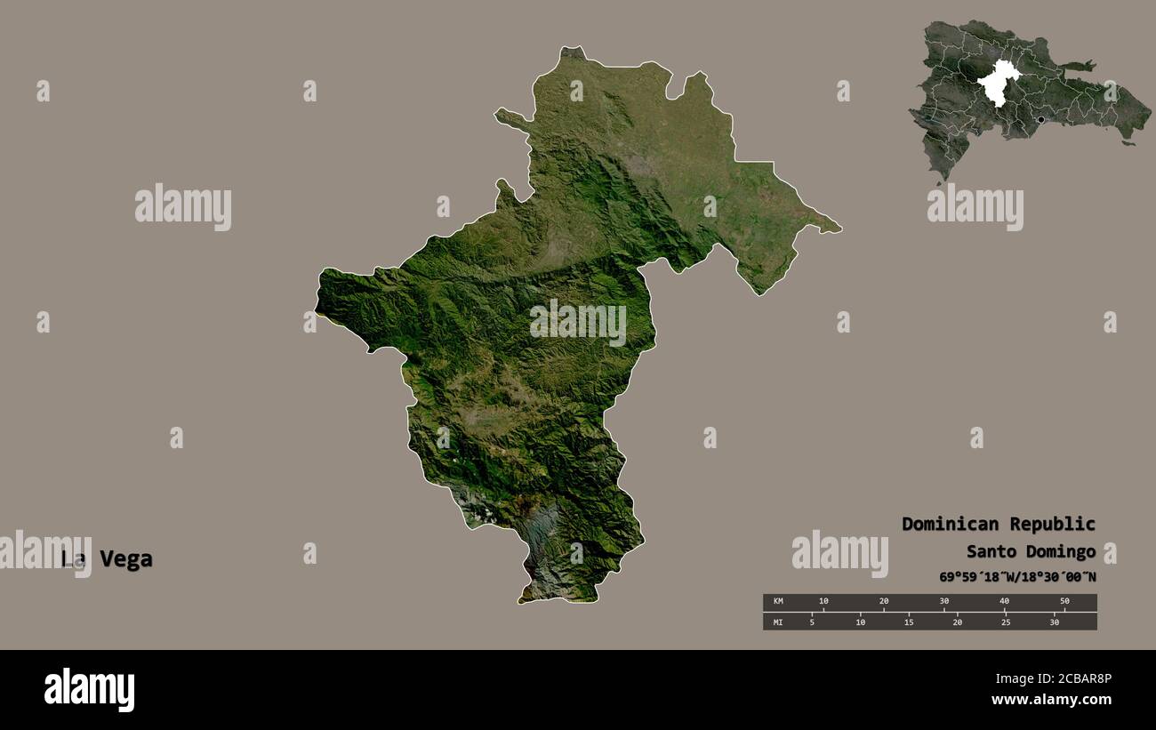 Shape of La Vega, province of Dominican Republic, with its capital