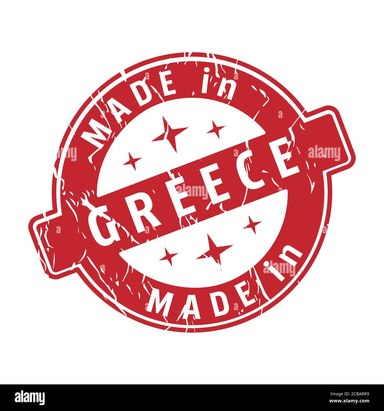 An impression of a seal with the inscription MADE in GREECE, isolated