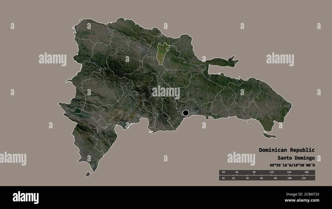 Salcedo Dominican Republic Map Area Of Salcedo, Province Of Dominican Republic, Isolated On A Solid  Background In A Georeferenced Bounding Box. Labels. Colored Elevation Map.  3D Ren Stock Photo - Alamy