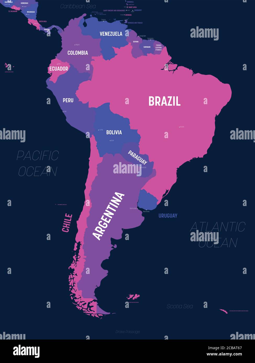 South America Map High Detailed Political Map South American Continent