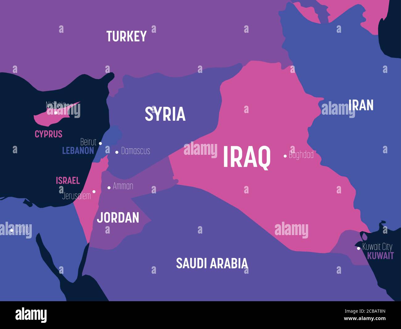 Middle East map. High detailed political map of Middle East and Arabian