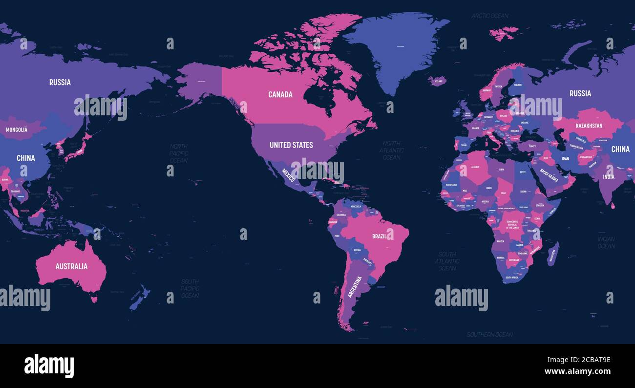 World map America centered High - World Map America Centered High Detailed Political Map Of World With Country Capital Ocean And Sea Names Labeling 2CBAT9E