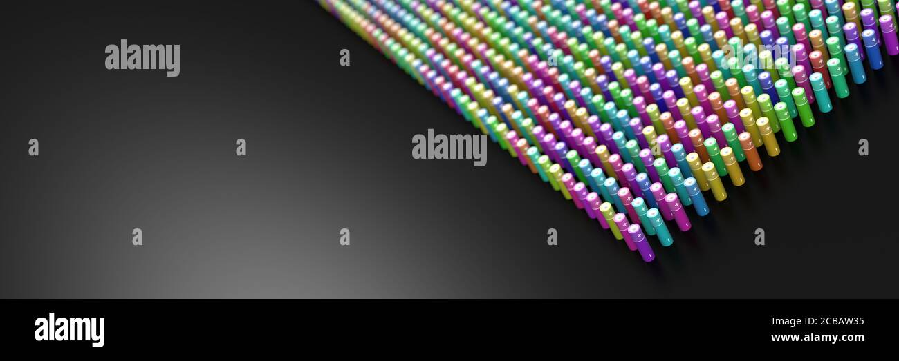 Infinite alkaline batteries on a plane, original 3d rendering Stock