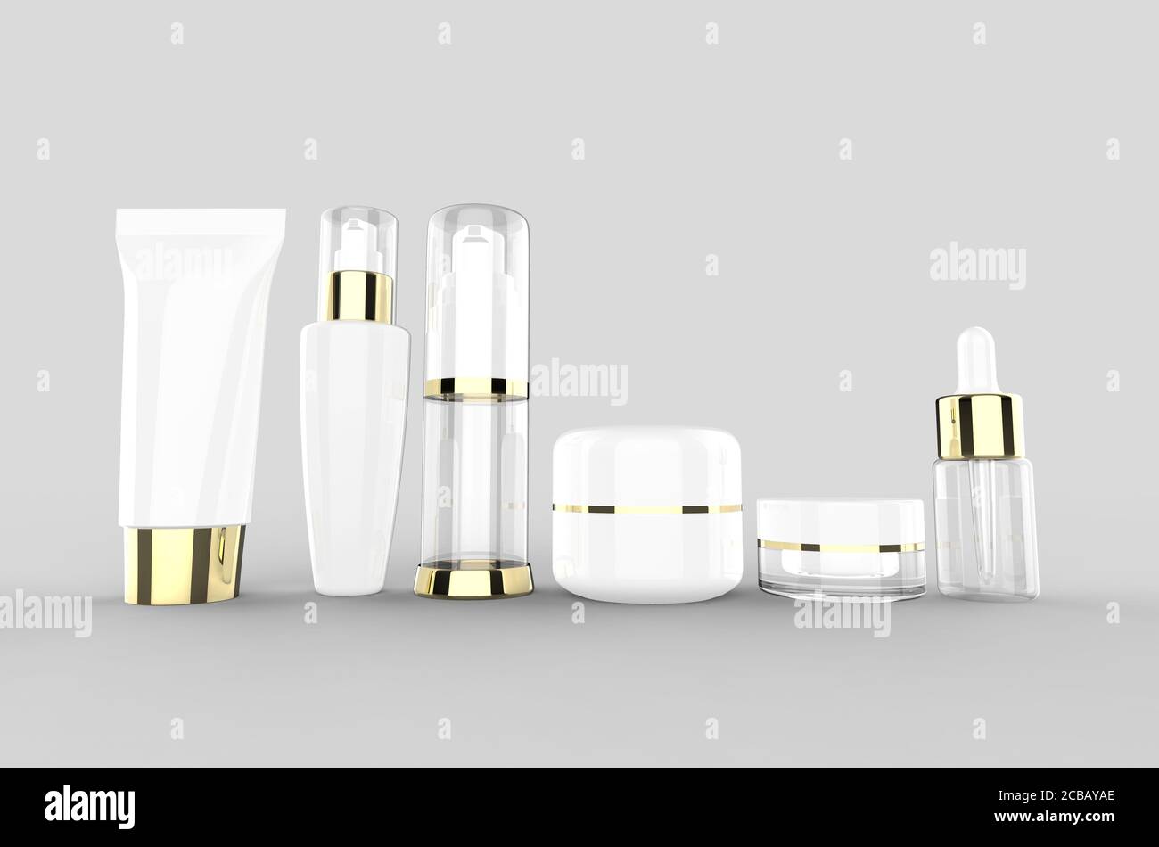 White bottle 3D rendering cosmetic set illustration isolated Stock ...