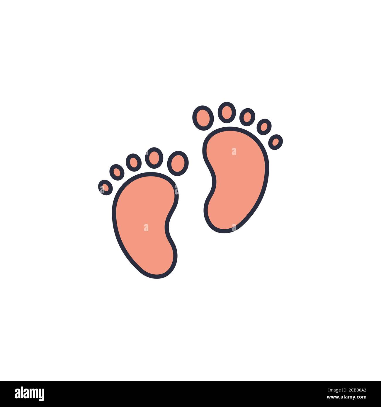 Baby footprint vector icon symbol child isolated on white background Stock Vector