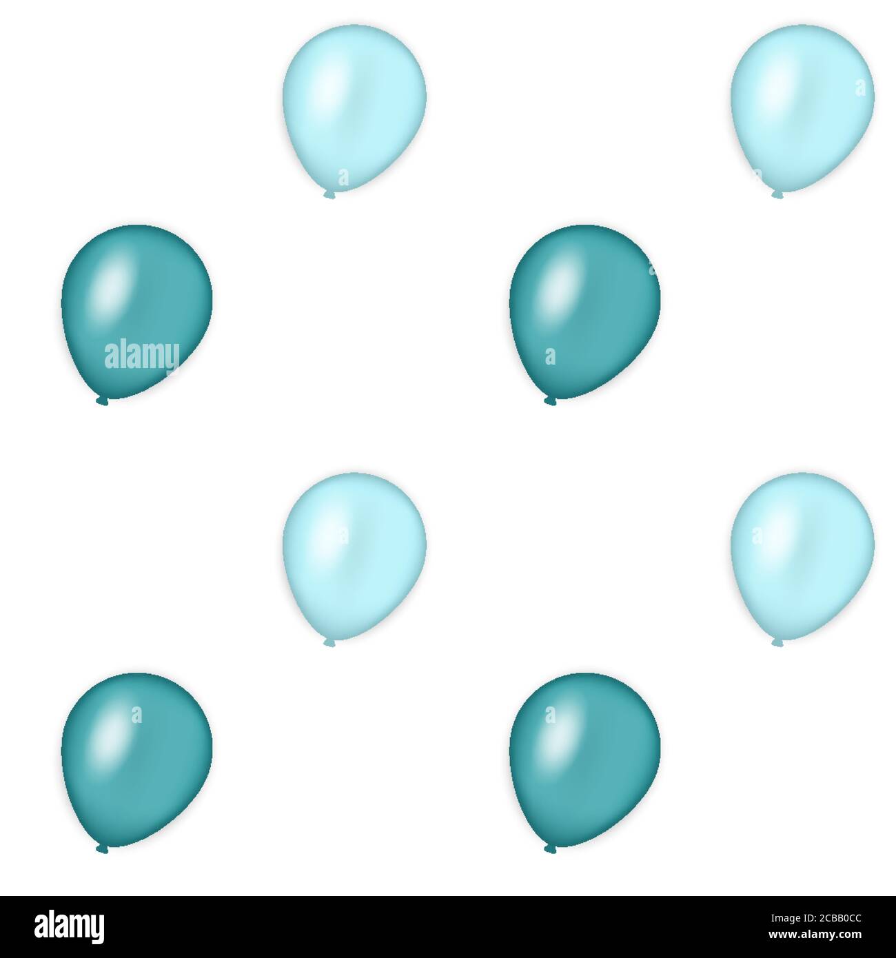 colored set of blue balloons isolated on white background, vector ...