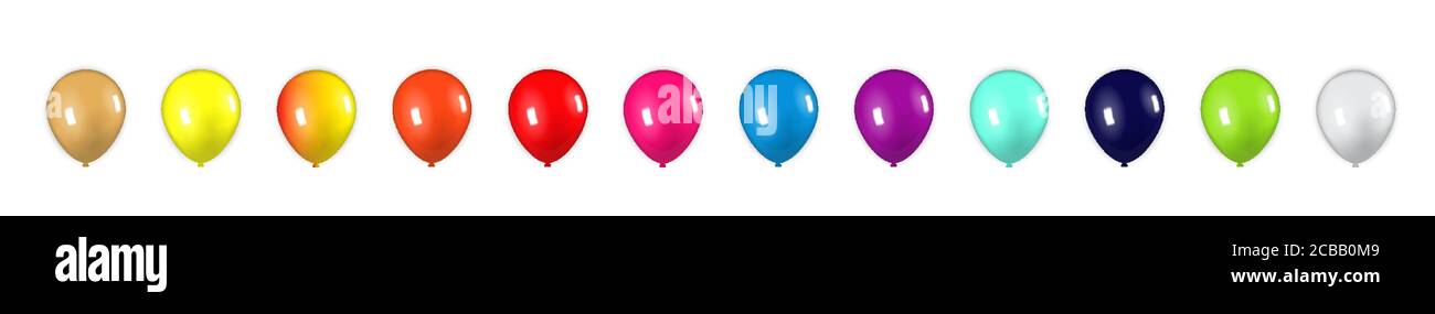 colored set of blue balloons isolated on white background, vector ...