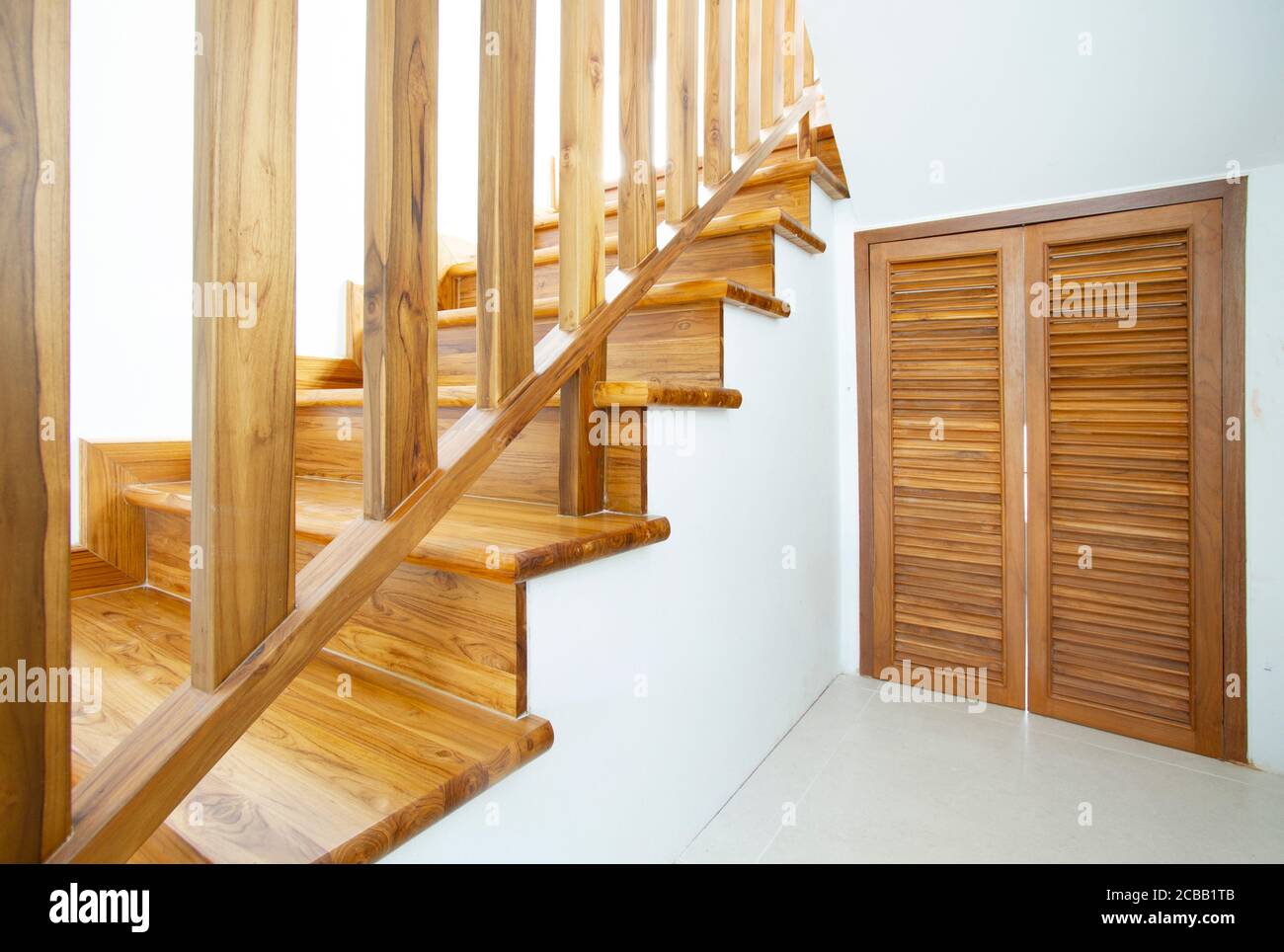Modern style wooden stairs, Interior design Stock Photo - Alamy