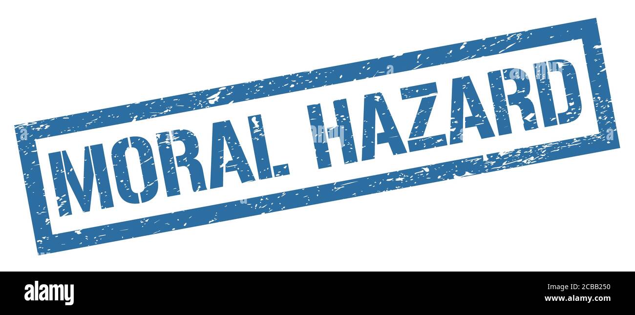 MORAL HAZARD blue grungy rectangle stamp sign. Stock Photo