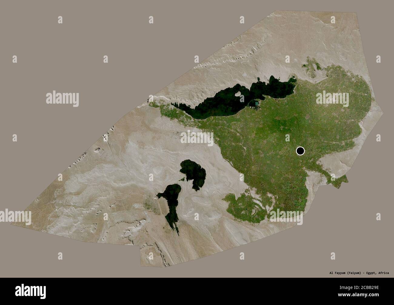 Shape of Al Fayyum, governorate of Egypt, with its capital isolated on