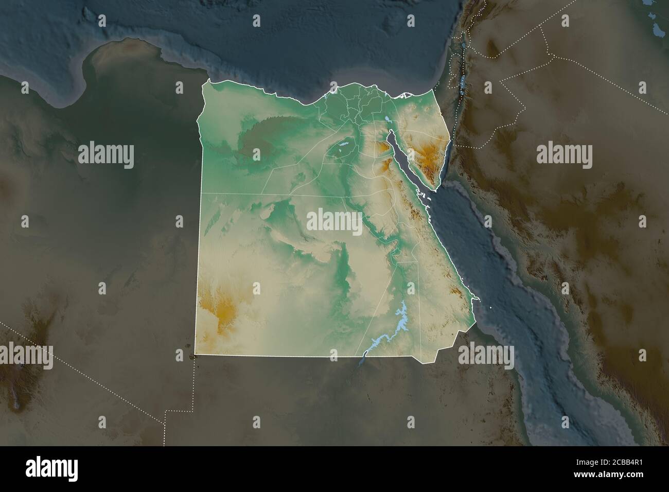 Shape of Egypt separated by the desaturation of neighboring areas