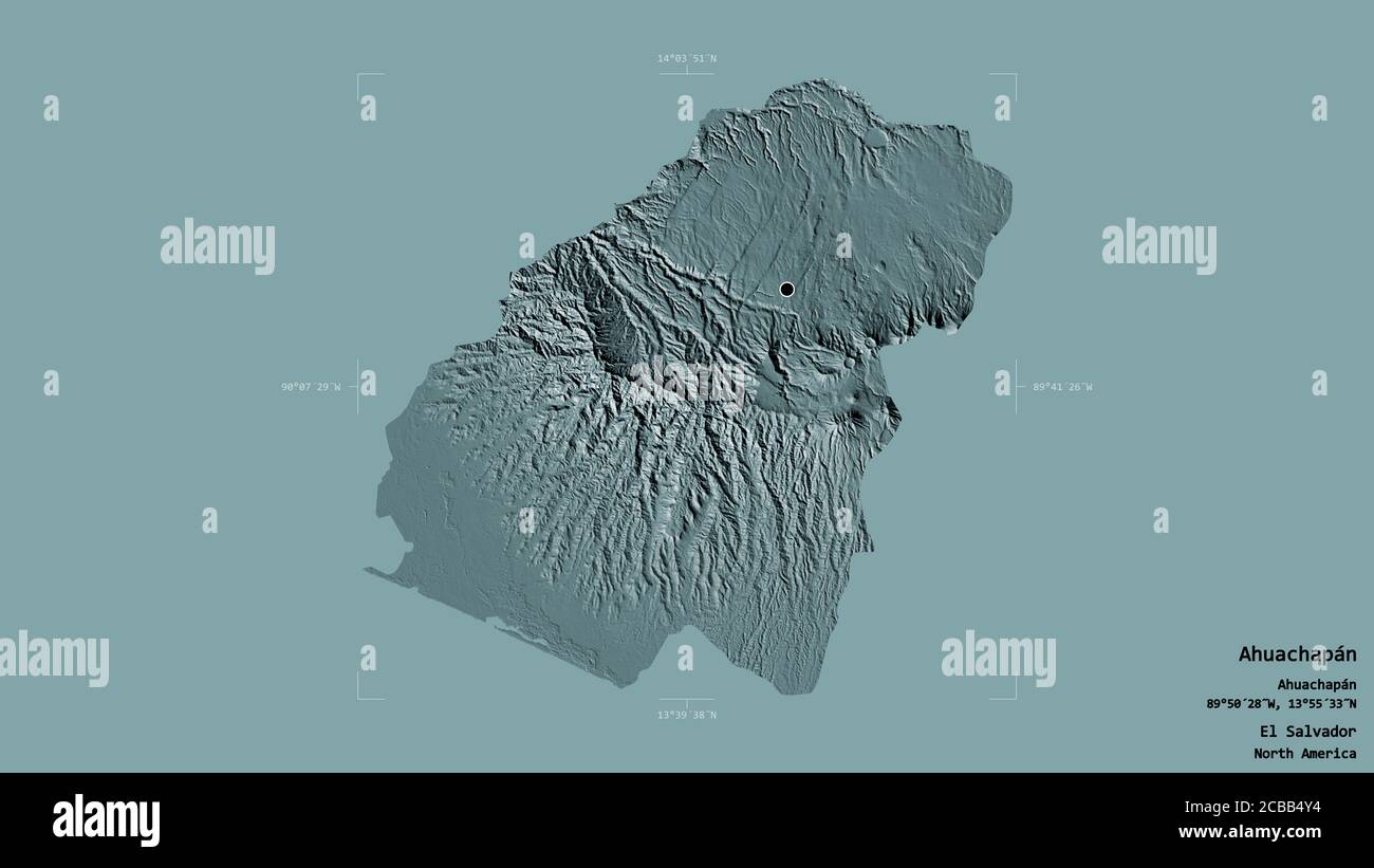 Area of Ahuachapán, department of El Salvador, isolated on a solid ...