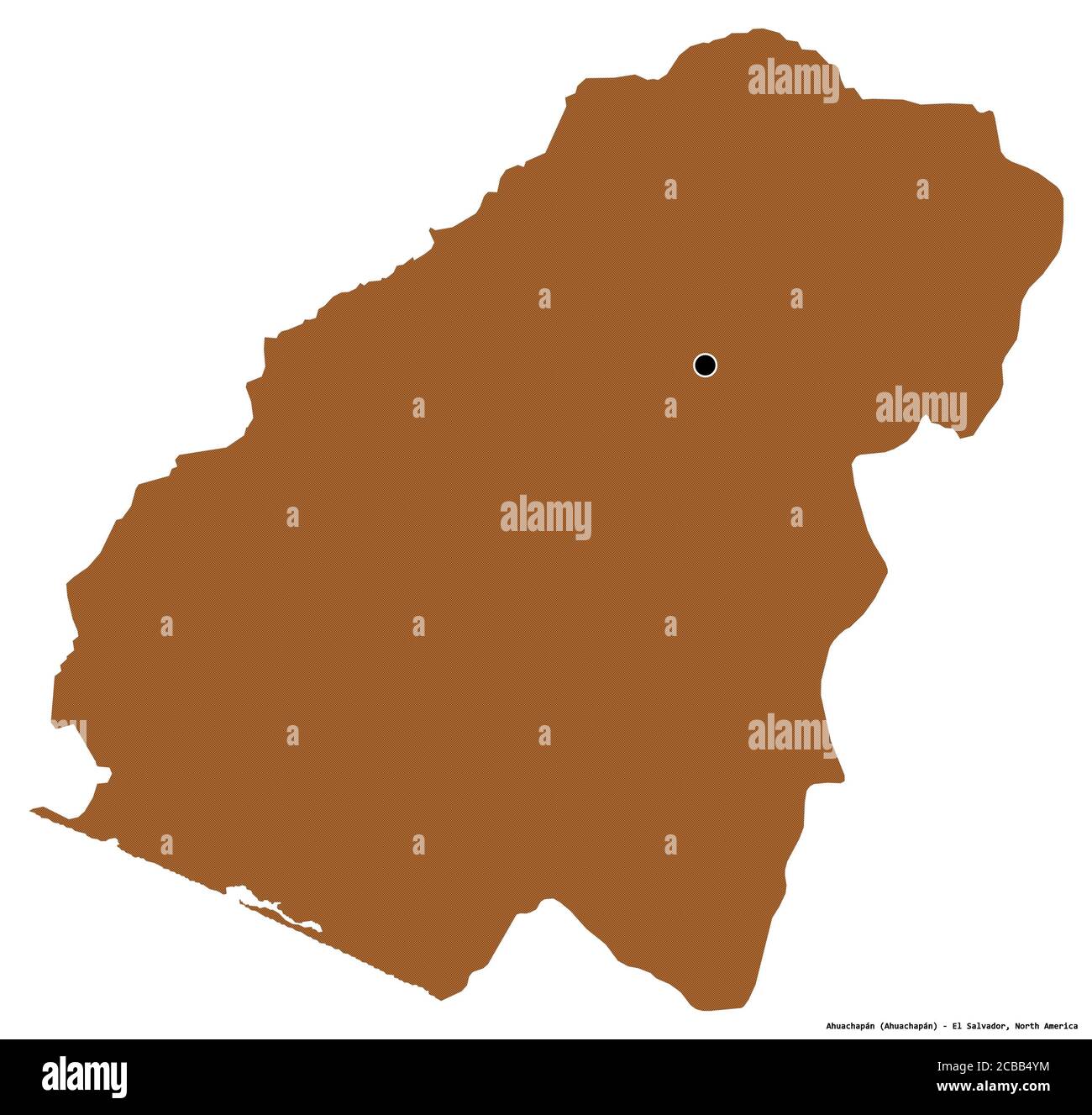 Shape of Ahuachapán, department of El Salvador, with its capital ...