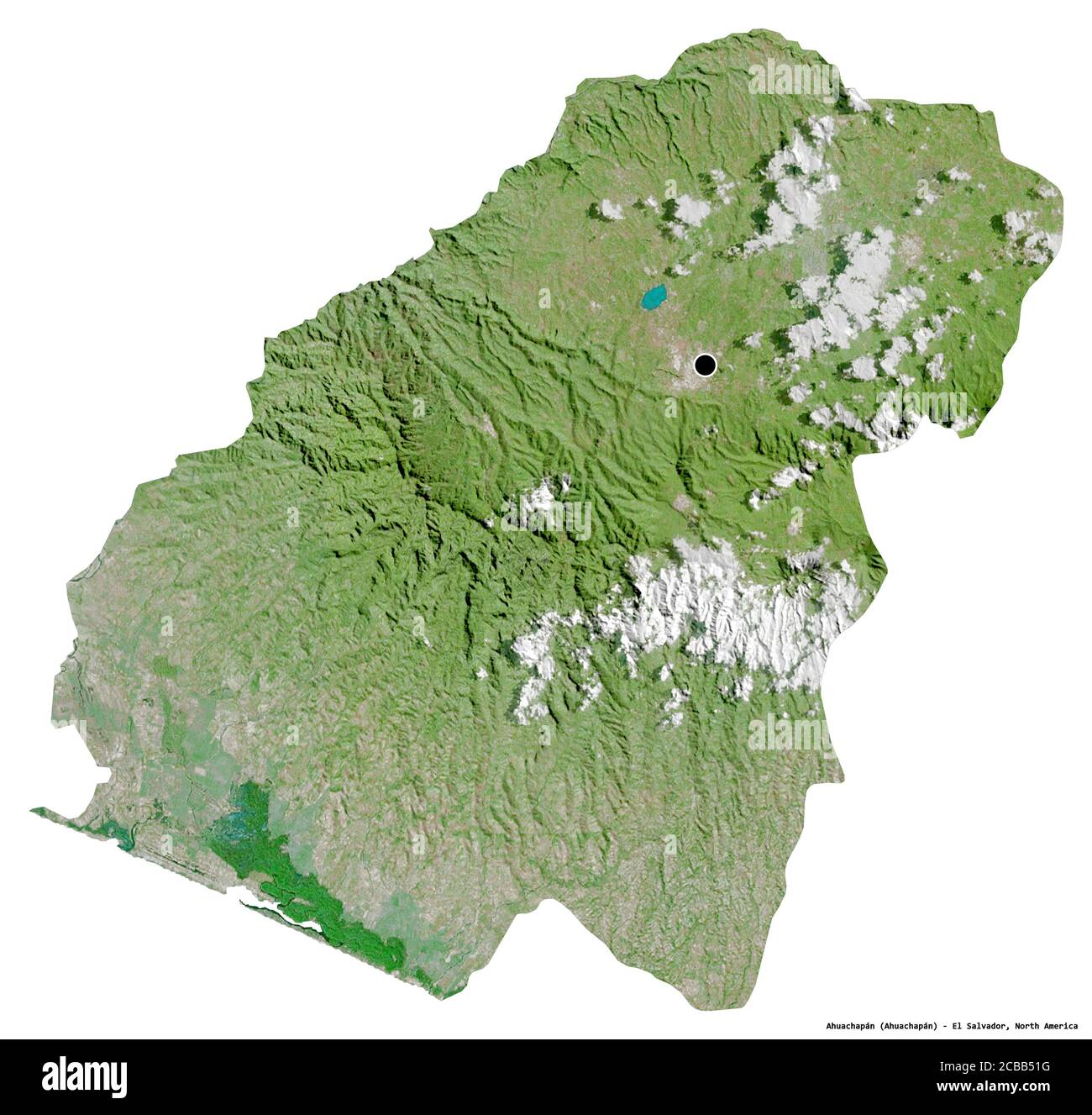 Shape of Ahuachapán, department of El Salvador, with its capital ...