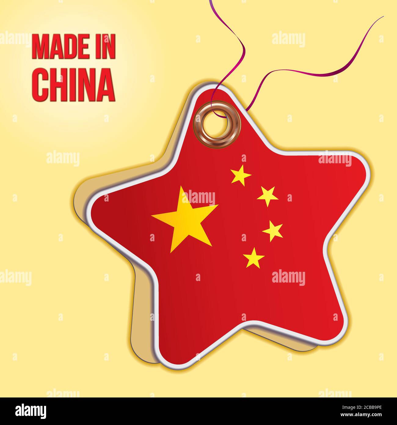 Made in China. Flag of China, People's Republic of China. Label price tag in the form of a paper star. vector image for any of your projects. Stock Vector