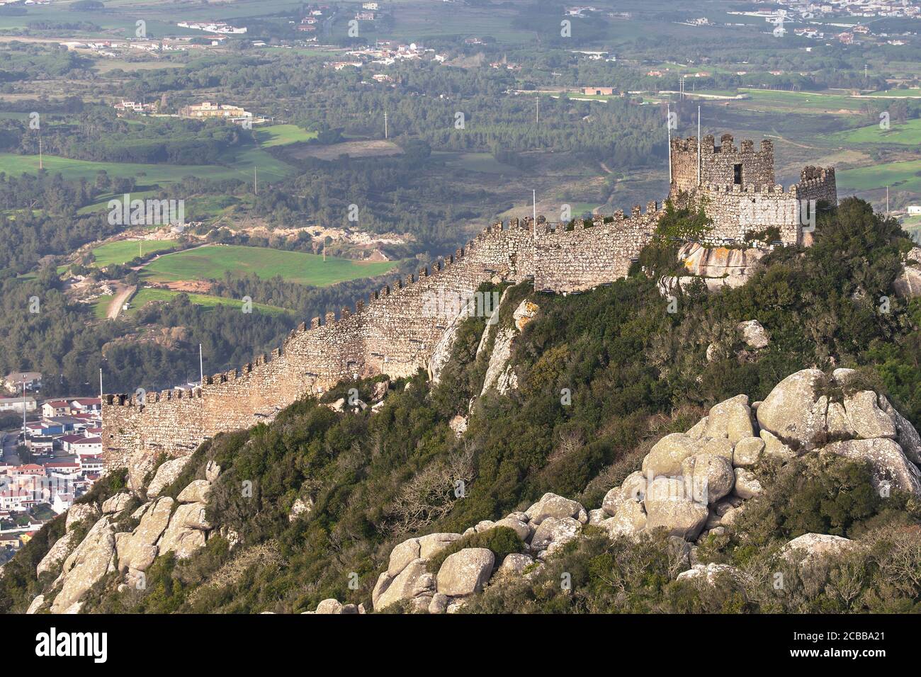 Castle of the Moors in Sintra, Portugal. Stock Photo