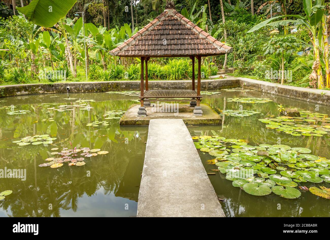 Garden in Pura Goa Gajah, Bali, Indonesia Stock Photo
