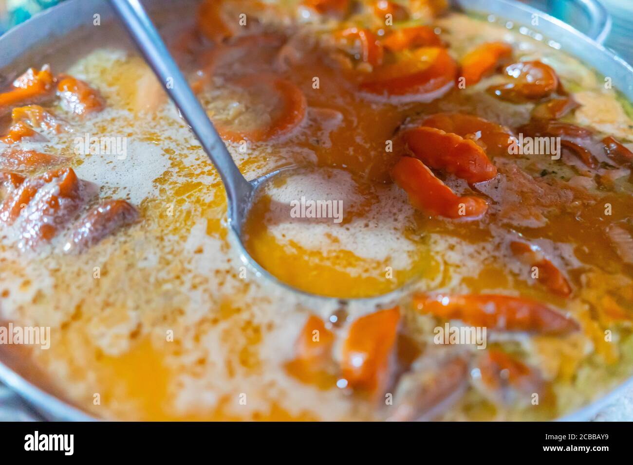 Close focus of Vietnamese braised beef offal or beef offal stew ( pha