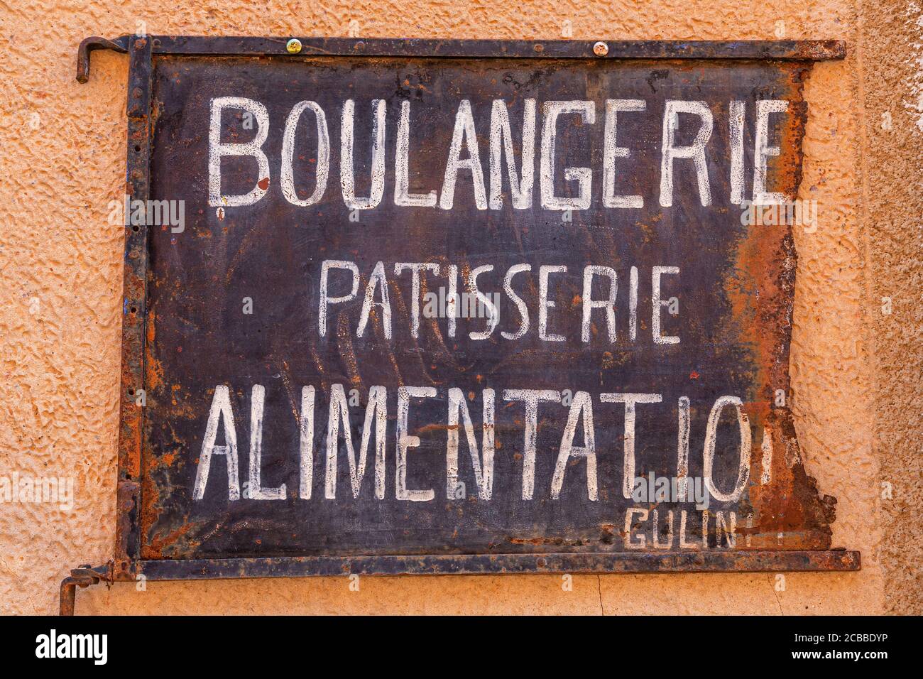 An old metal Boulangerie sign in the picturesque village of Roussillon Stock Photo
