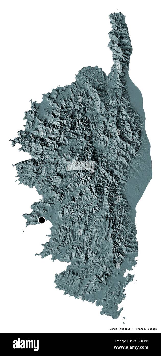 Shape Of Corse Region Of France With Its Capital Isolated On White Background Topographic Relief Map 3d Rendering Stock Photo Alamy