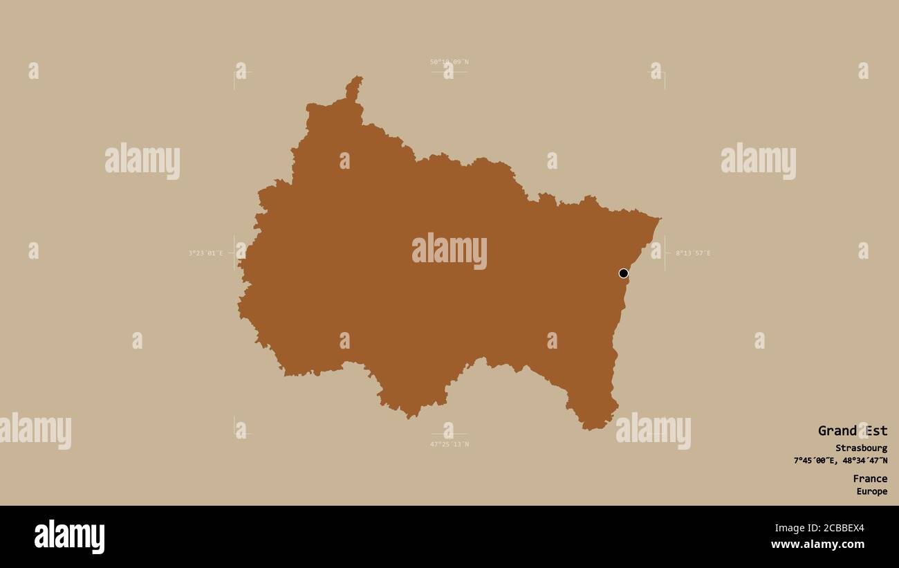 Area Of Grand Est Region Of France Isolated On A Solid Background In 