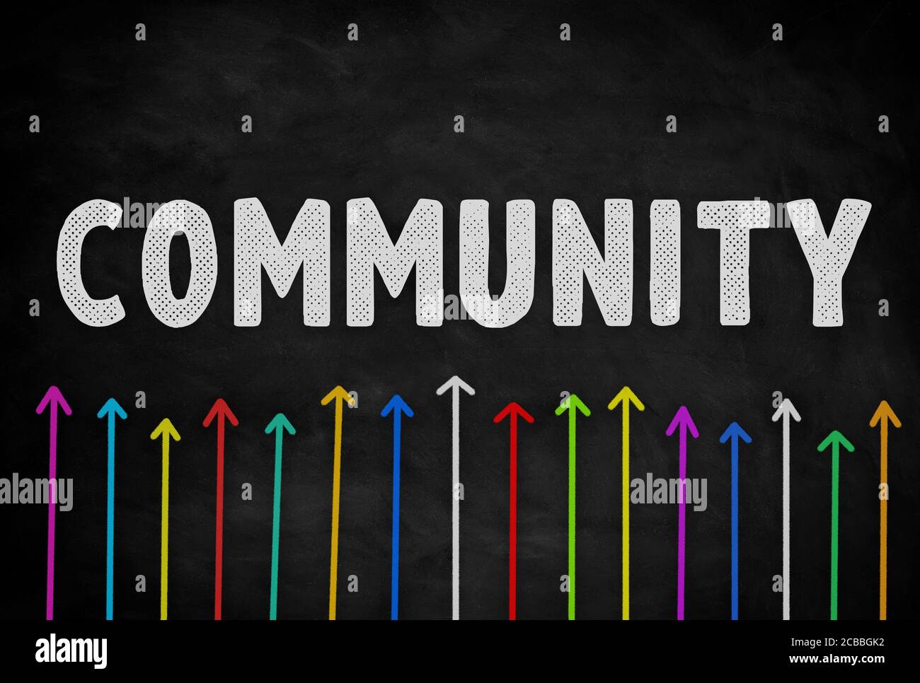 Community written message on black chalkboard Stock Photo Alamy