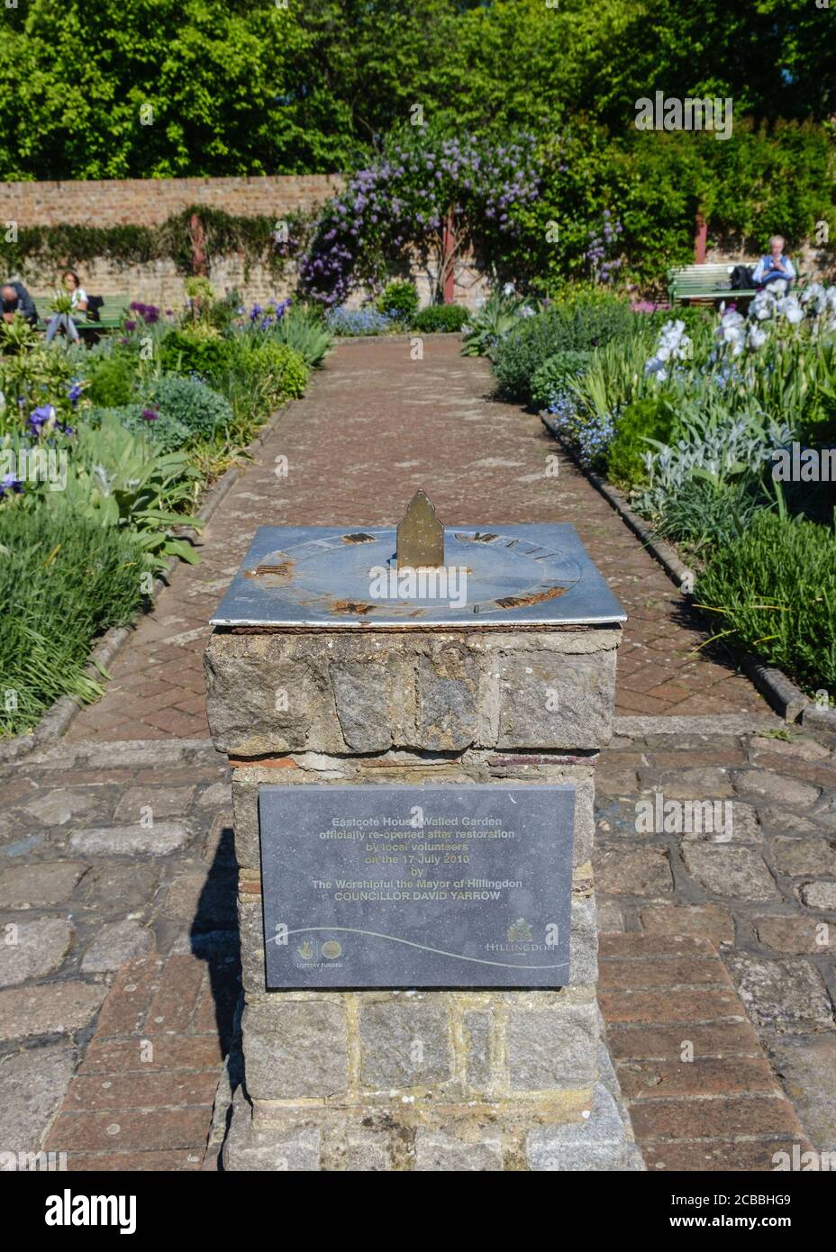 Old sundial  in the centre of Eastcote Walled Garden, Eastcote Hillingdon, Northwest London. Stock Photo