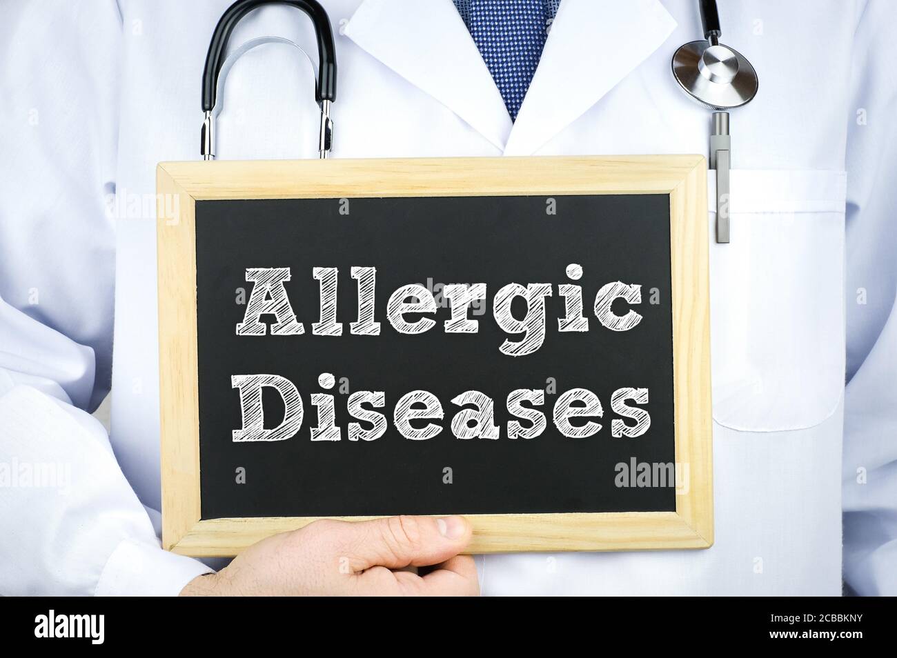 Allergic diseases message on chalkboard by a doctor Stock Photo Alamy
