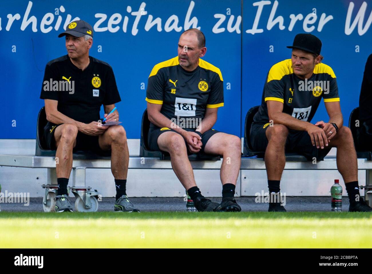 12 August Austria Altach Football Test Matches Sc Altach Borussia Dortmund On 12 08 In The Cashpoint Arena L R Coach Lucien Favre From Dortmund Co Coach Manfred Stefes And Co Coach Edin Terzic
