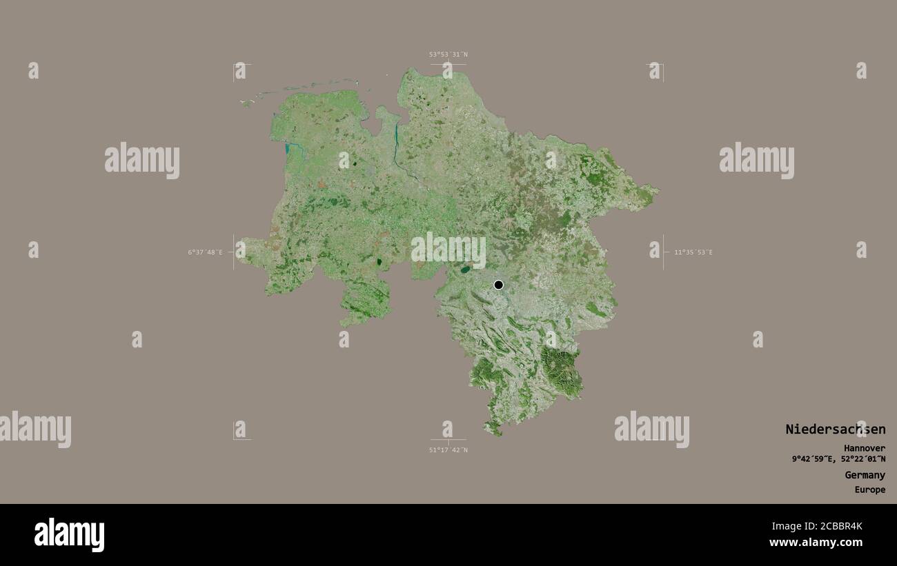 Area of Niedersachsen, state of Germany, isolated on a solid background