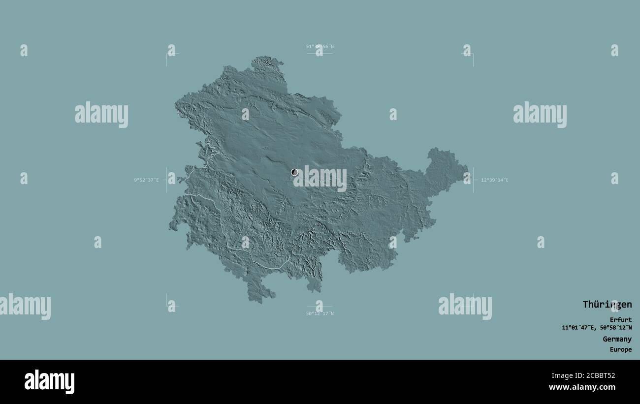 Area of Thüringen, state of Germany, isolated on a solid background in ...