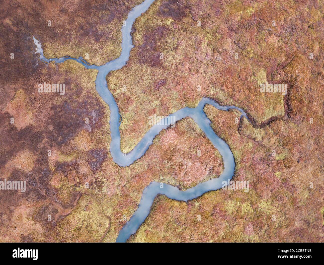 Meander - Los Osos Creek works its way toward Morro Bay, as viewed from above. Los Osos, California, USA Stock Photo