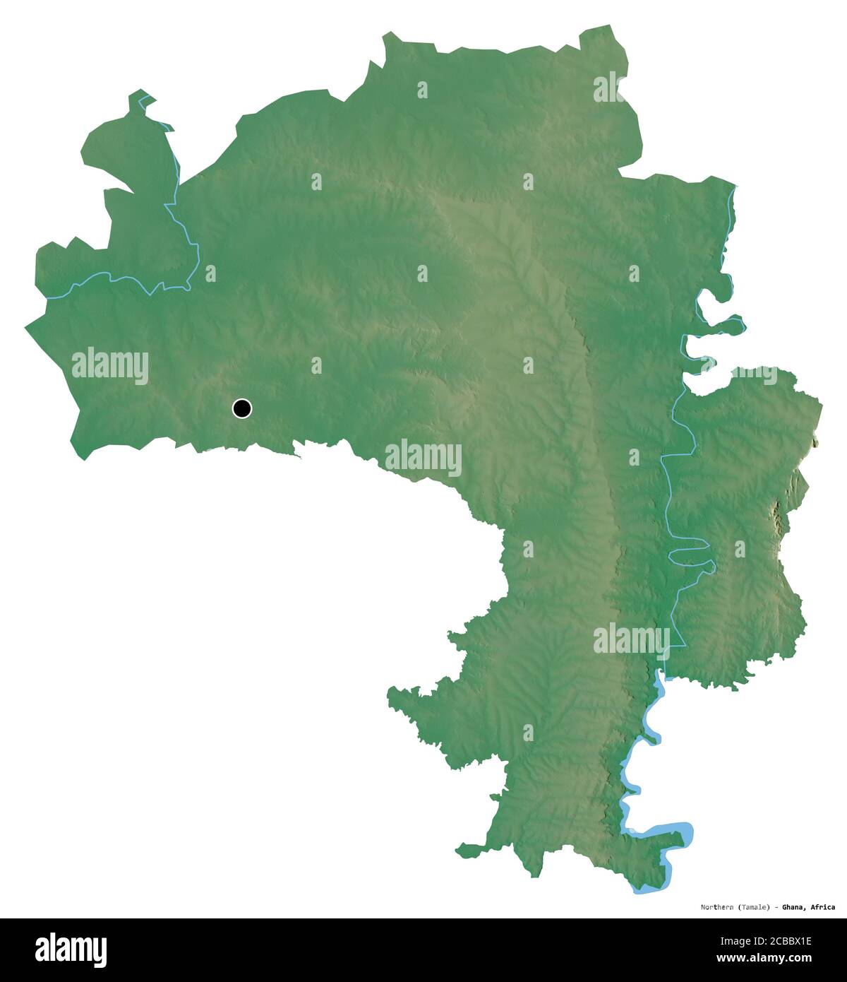 Map Of Northern Region Of Ghana Shape Of Northern, Region Of Ghana, With Its Capital Isolated On White  Background. Topographic Relief Map. 3D Rendering Stock Photo - Alamy