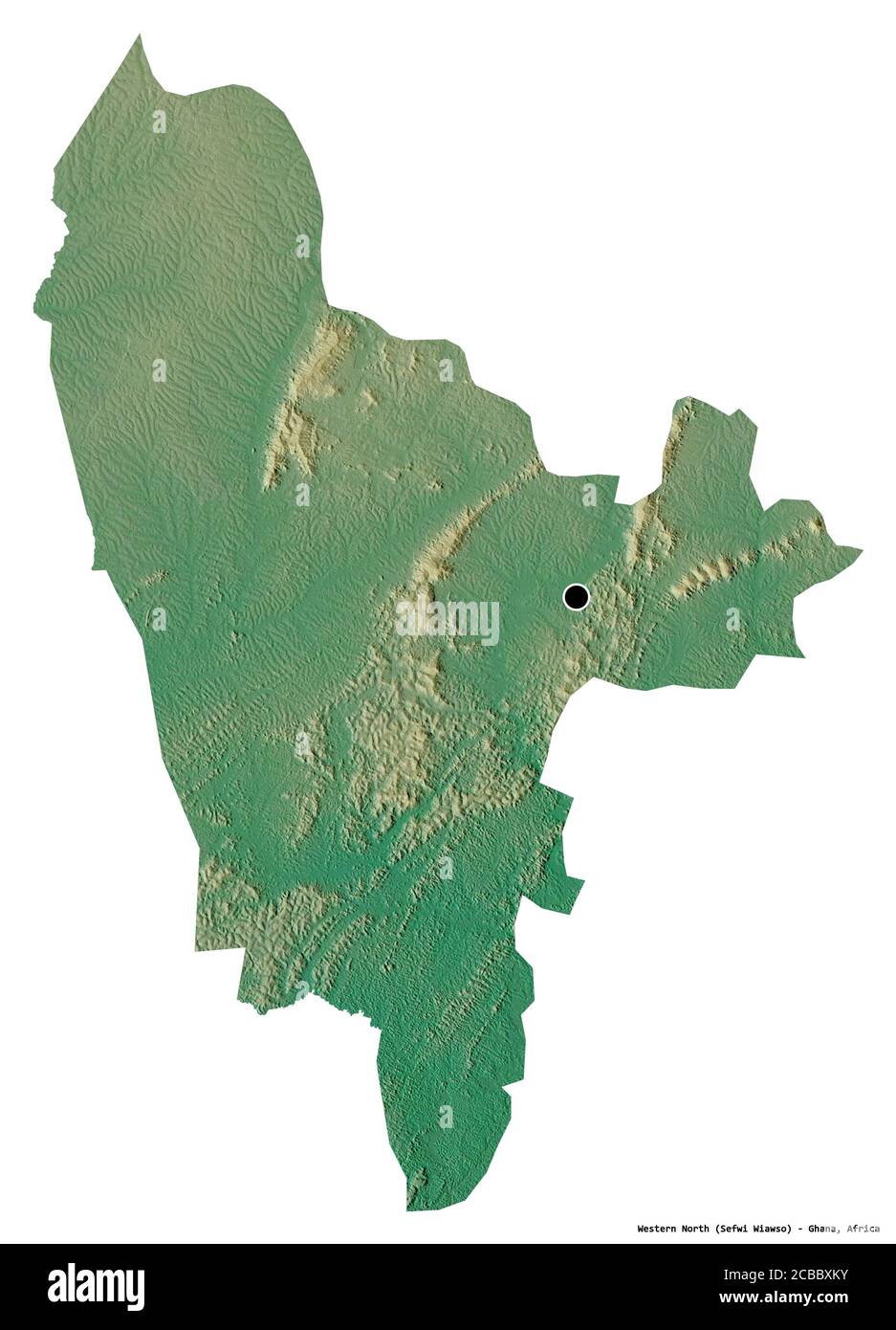 Western North Region Map Shape Of Western North, Region Of Ghana, With Its Capital Isolated On White  Background. Topographic Relief Map. 3D Rendering Stock Photo - Alamy
