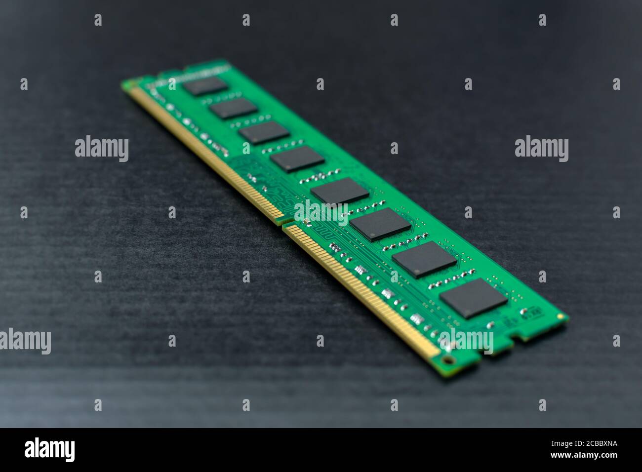 The computer's RAM is on a black surface Stock Photo