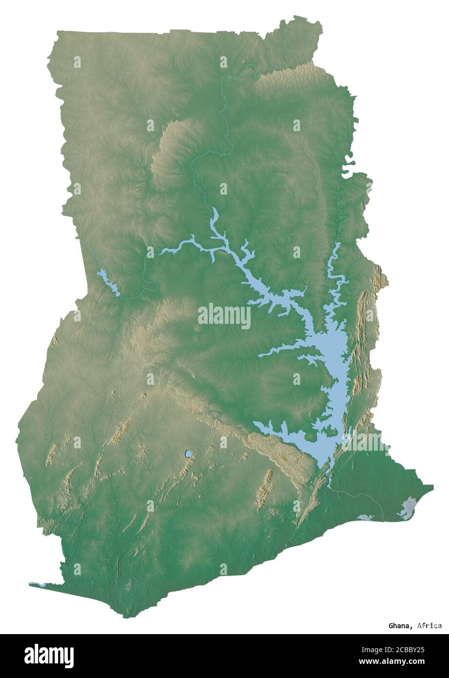 Topographic Map Of Ghana Shape Of Ghana With Its Capital Isolated On White Background. Topographic  Relief Map. 3D Rendering Stock Photo - Alamy