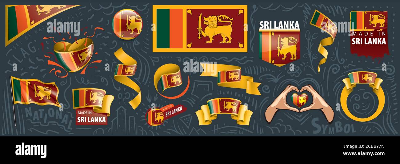 vector-set-of-the-national-flag-of-sri-lanka-in-various-creative
