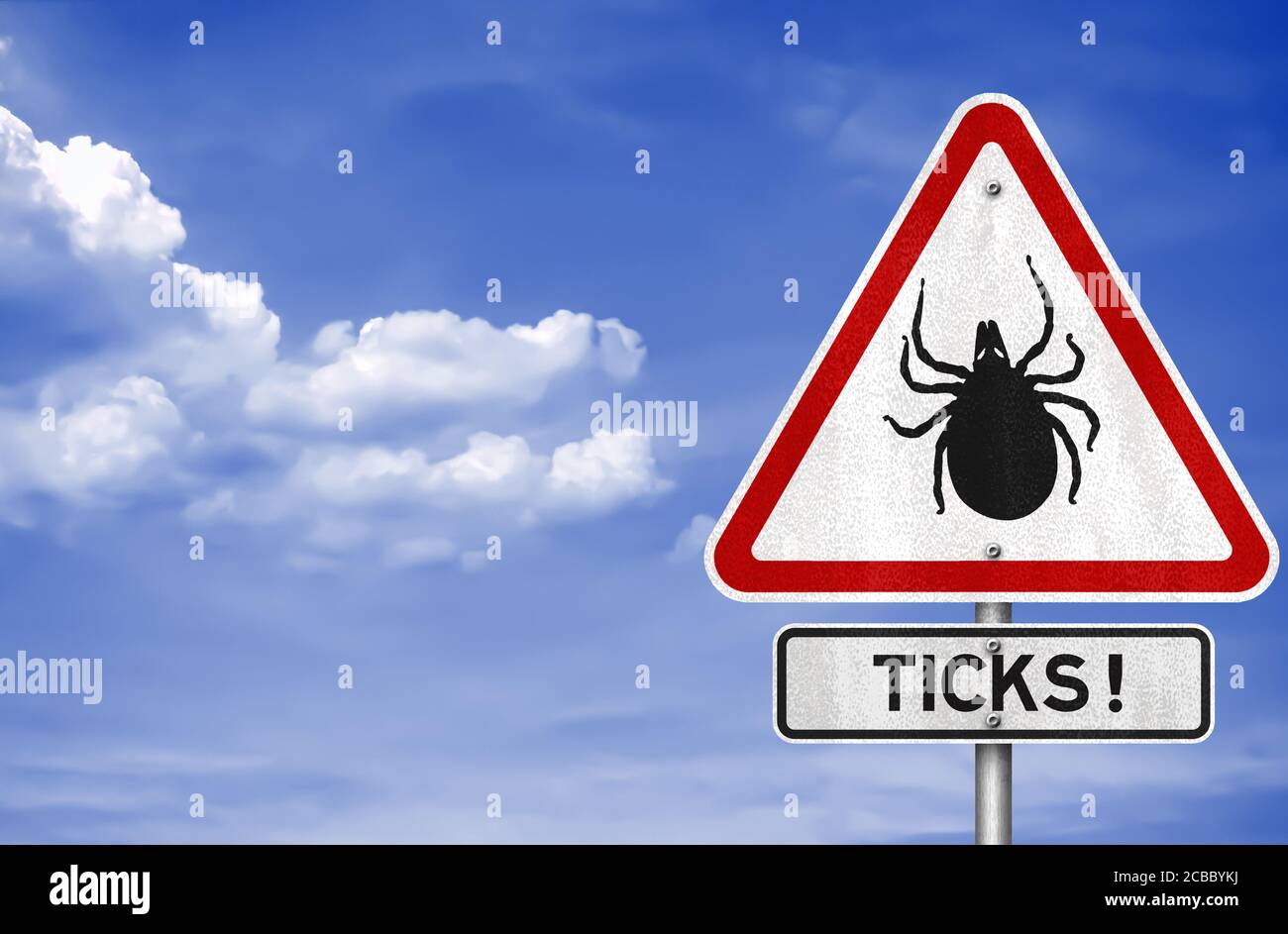 Ticks warning sign Stock Photo