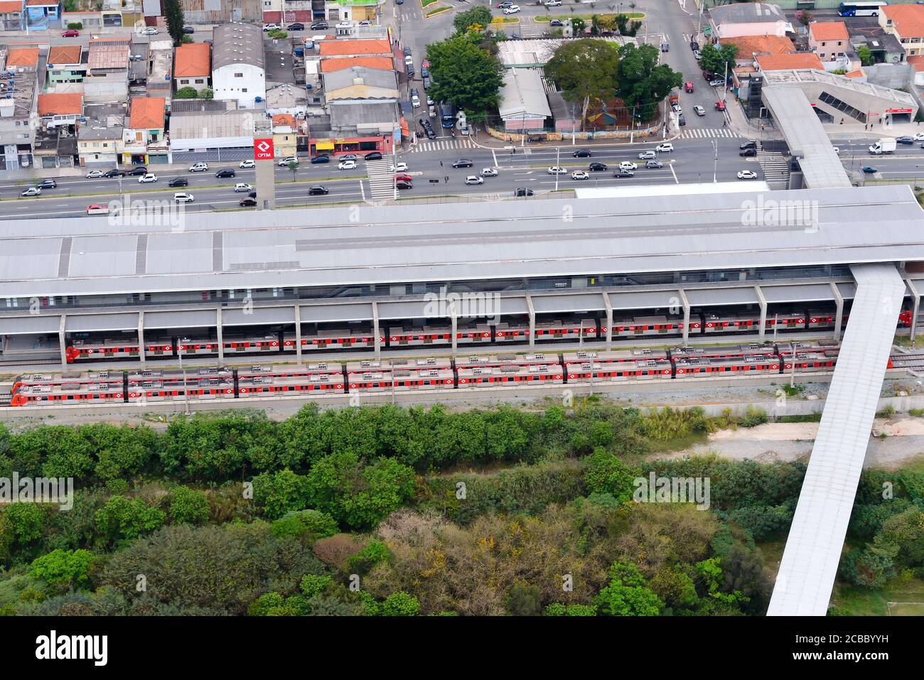 Engenheiro Goulart Train Station in Sao Paulo, Brazil. Administered by  São Paulo Metropolitan Trains Company / Companhia Paulista de Trens (CPTM) Stock Photo