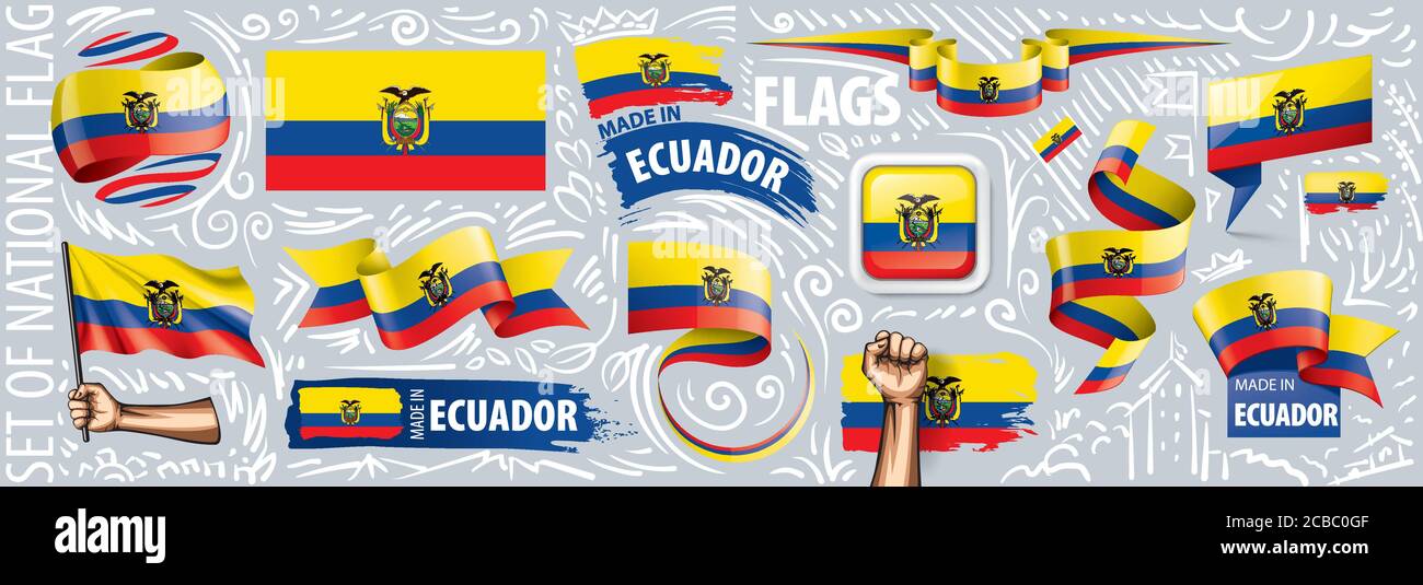 vector-set-of-the-national-flag-of-ecuador-in-various-creative-designs