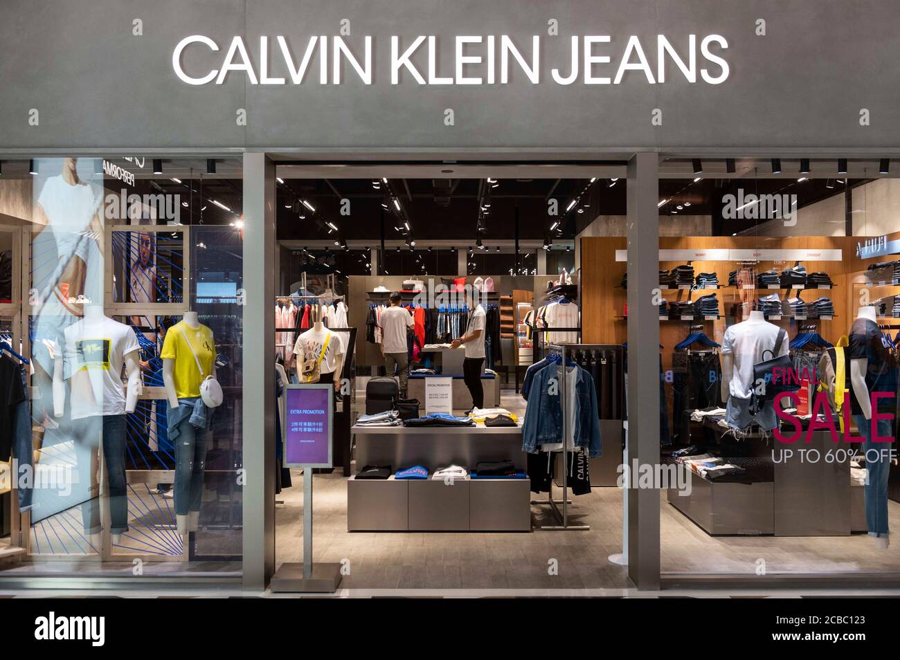 Hong Kong, China. 7th Aug, 2020. American multinational fashion brand Calvin Klein Jeans store in Hong Kong. Credit: Budrul Chukrut/SOPA Images/ZUMA Wire/Alamy Live News Stock Photo