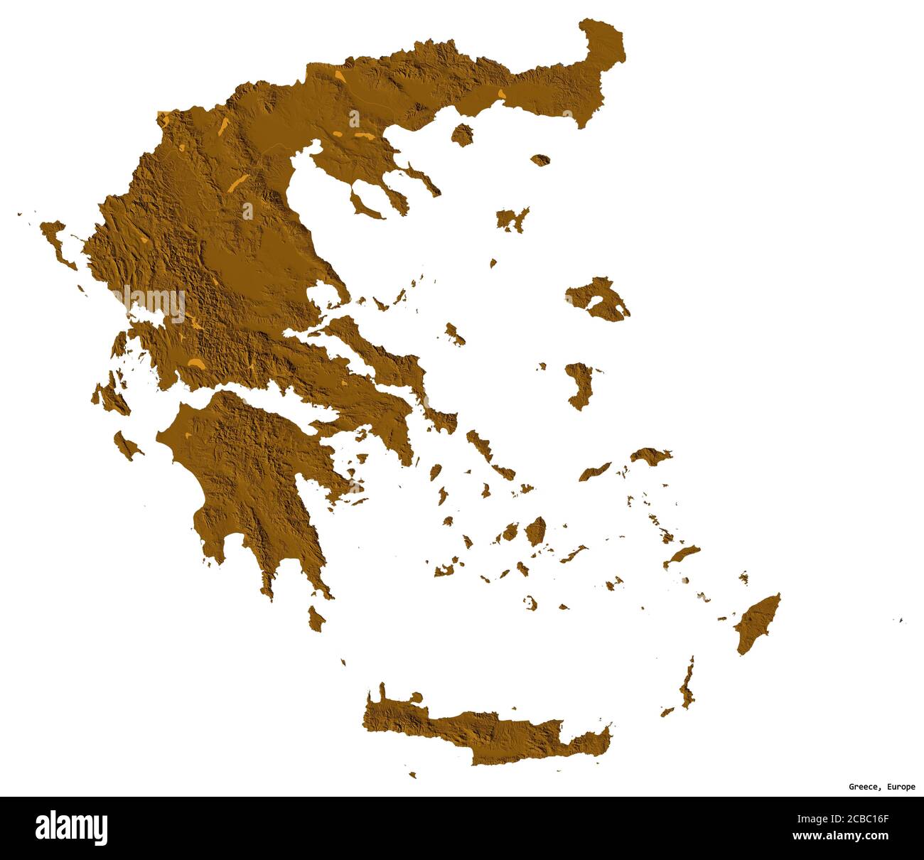 Shape Of Greece With Its Capital Isolated On White Background Colored Shape Of Greece With Its Capital Isolated On White Background Colored Elevation Map 3d Rendering 2CBC16F 