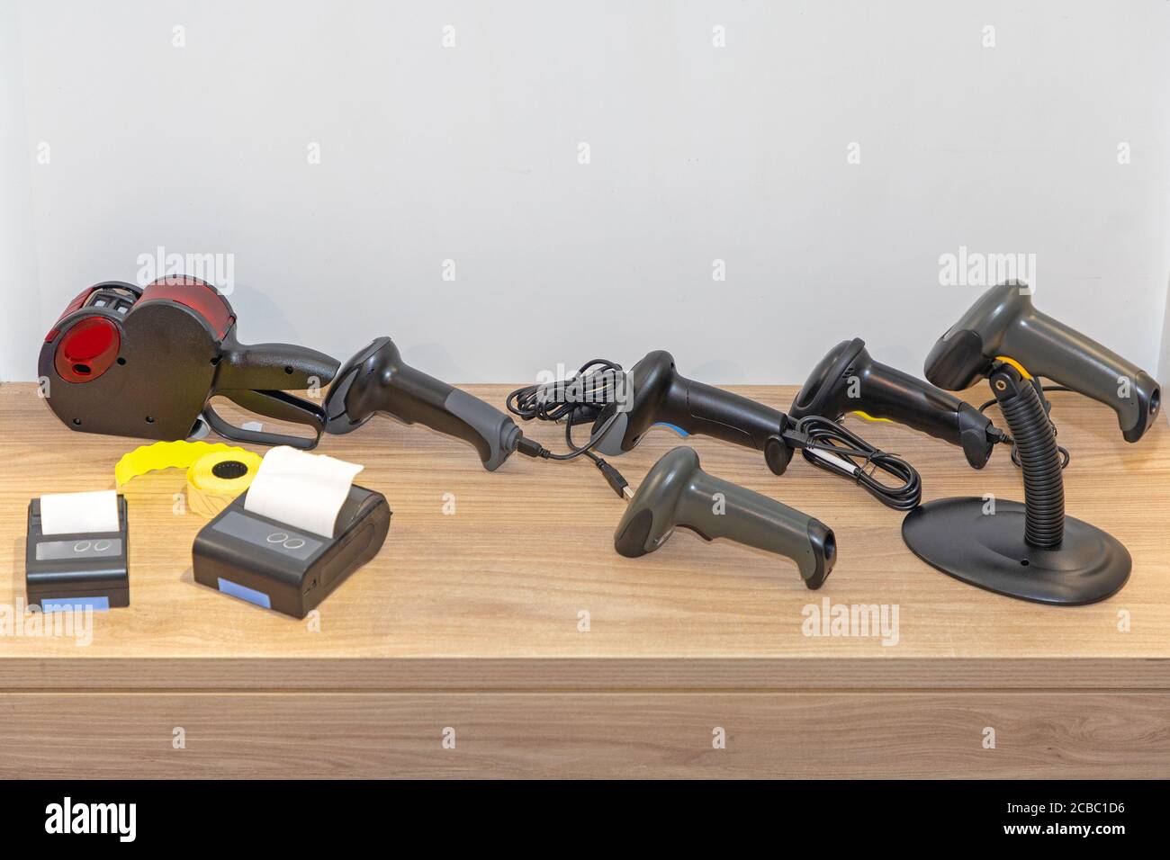 Commercial Handheld Barcode Scanner Readers and Portable Printers Stock Photo