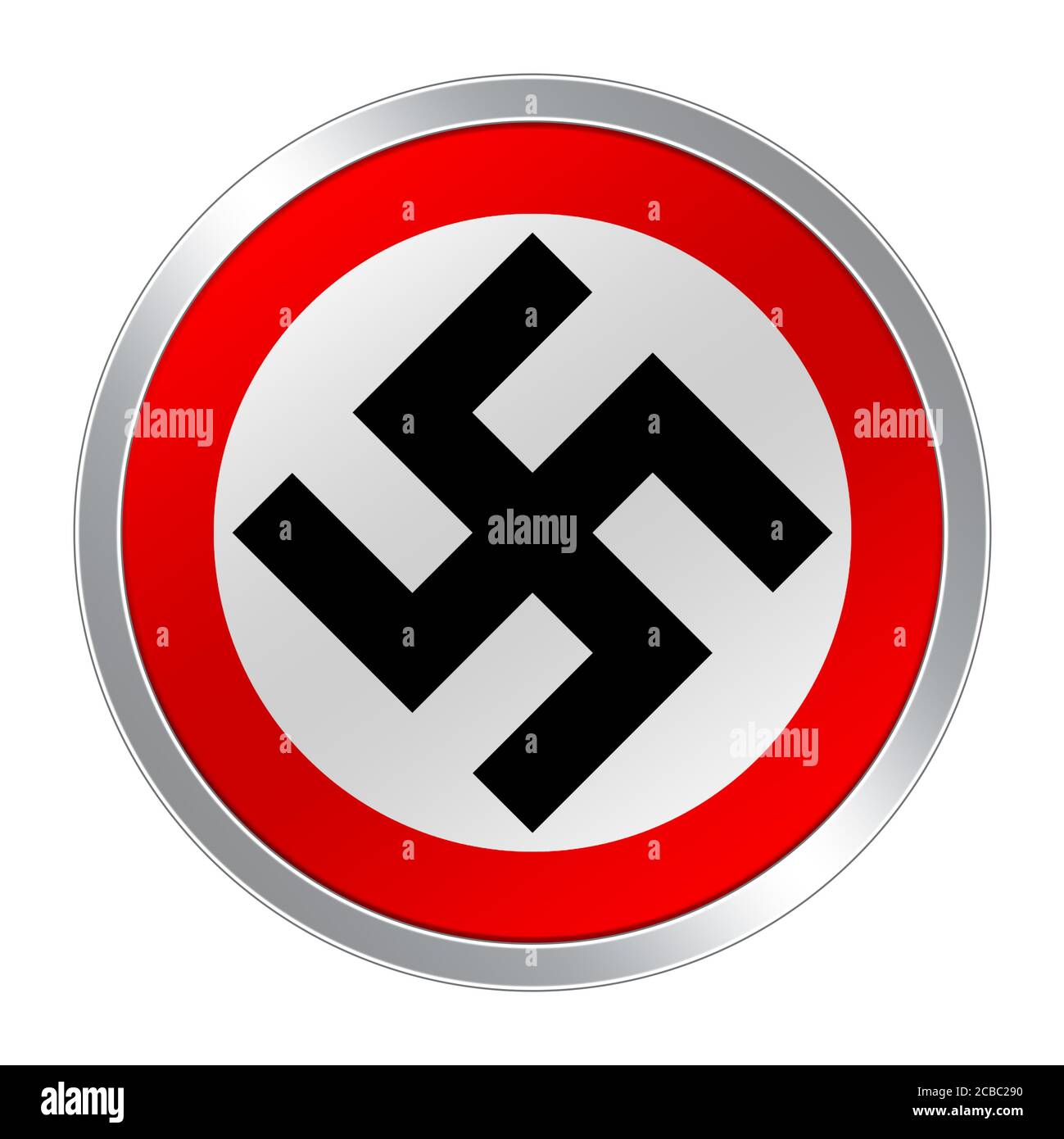 Nazi button with Hakenkreuz icon Stock Photo