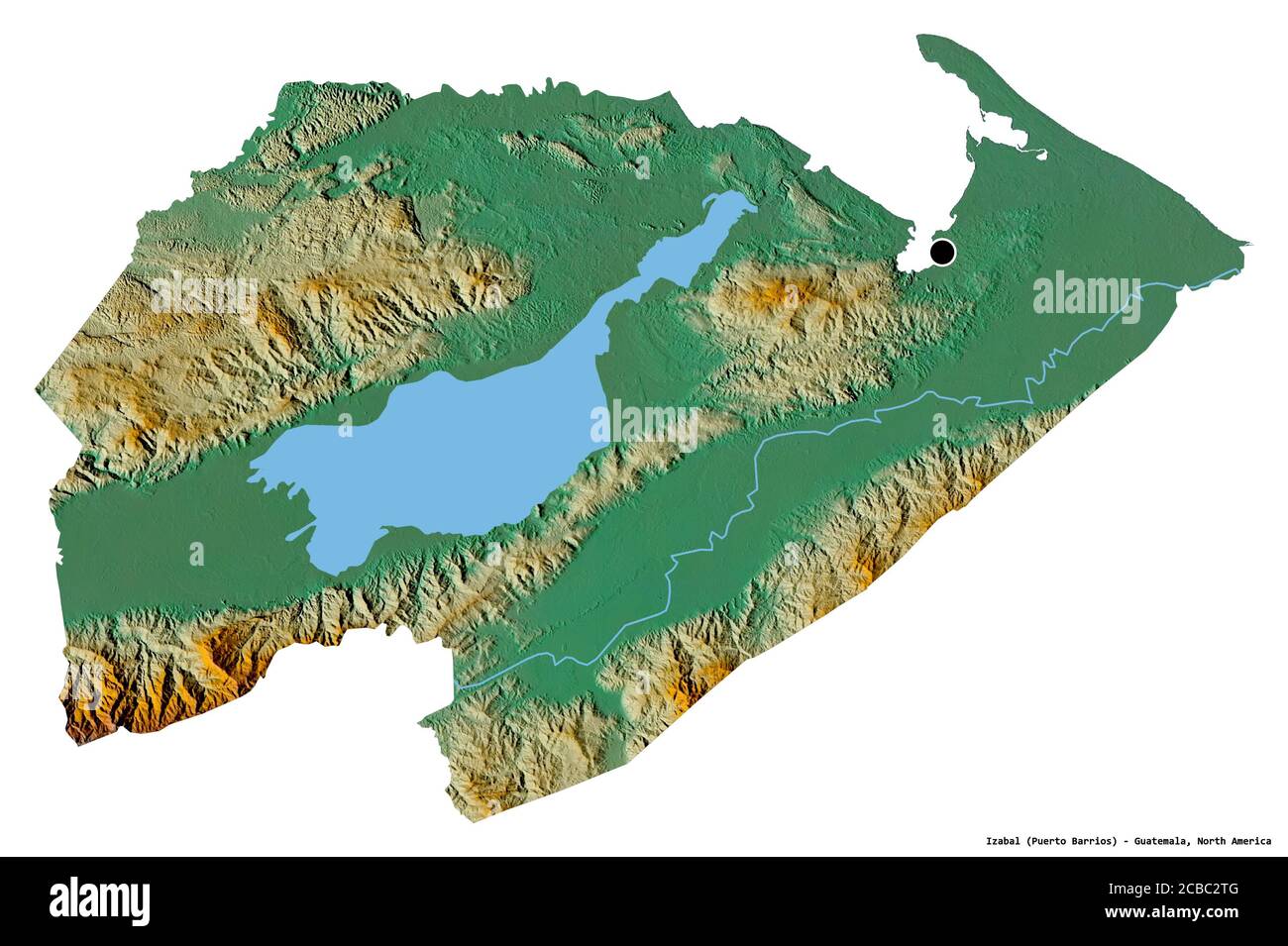 Shape of Izabal, department of Guatemala, with its capital isolated on