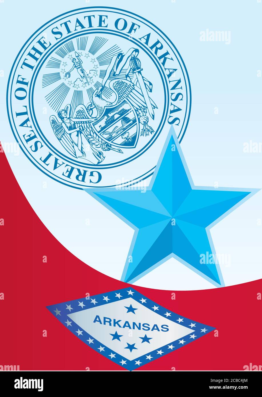 flag of Arkansas, template for the award, an official document with the ...