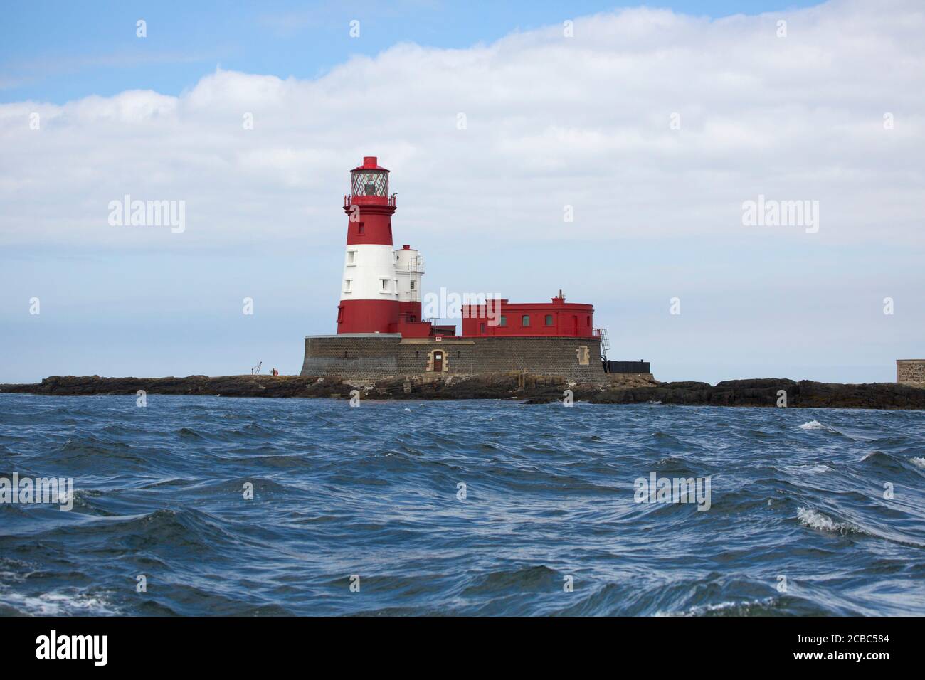 Longstone Lighthouse, former home of Grace Darling, Longstone Island, The Farne Islands, Northumberland, UK. Stock Photo