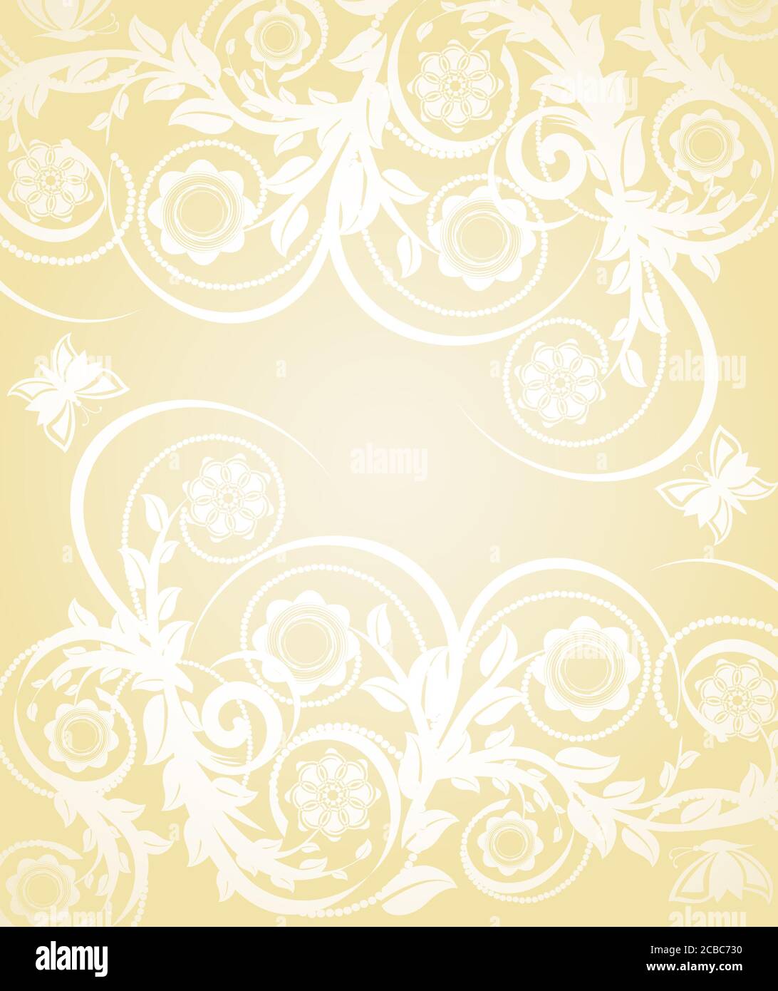 Vector illustration of abstract floral background with butterflies ...